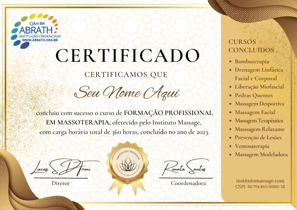 Certificado De Massoterapeuta